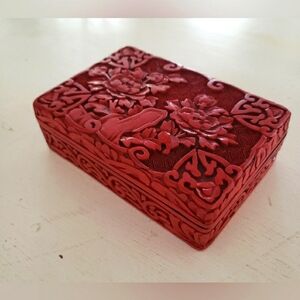 Vintage Cinnabar Box, Used, Red